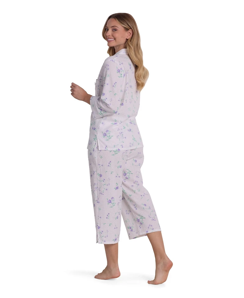 Miss Elaine Women's Printed Long-Sleeve Top & Pajama Pants, 2-Piece Set