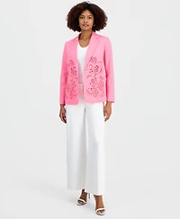 T Tahari Women's Embroidered One-Button Jacket