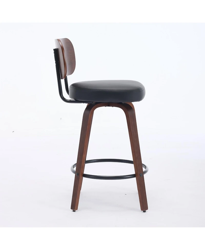 Streamdale Furniture Swivel Bar Stools Set of 2 26" Black Faux Leather Counter Stools