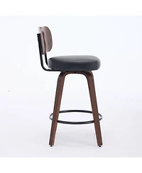Streamdale Furniture Swivel Bar Stools Set of 2 26" Black Faux Leather Counter Stools