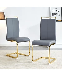 Streamdale Furniture Modern Gray Pu Leather Dining Chairs (Set of 2)