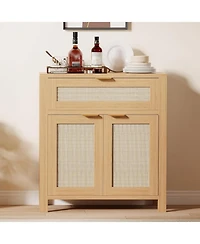 goamon PeakPursuit Rattan Sideboard Buffet Cabinet, Modern Farmhouses Storage Cabinet with Drawer & 2 Doors