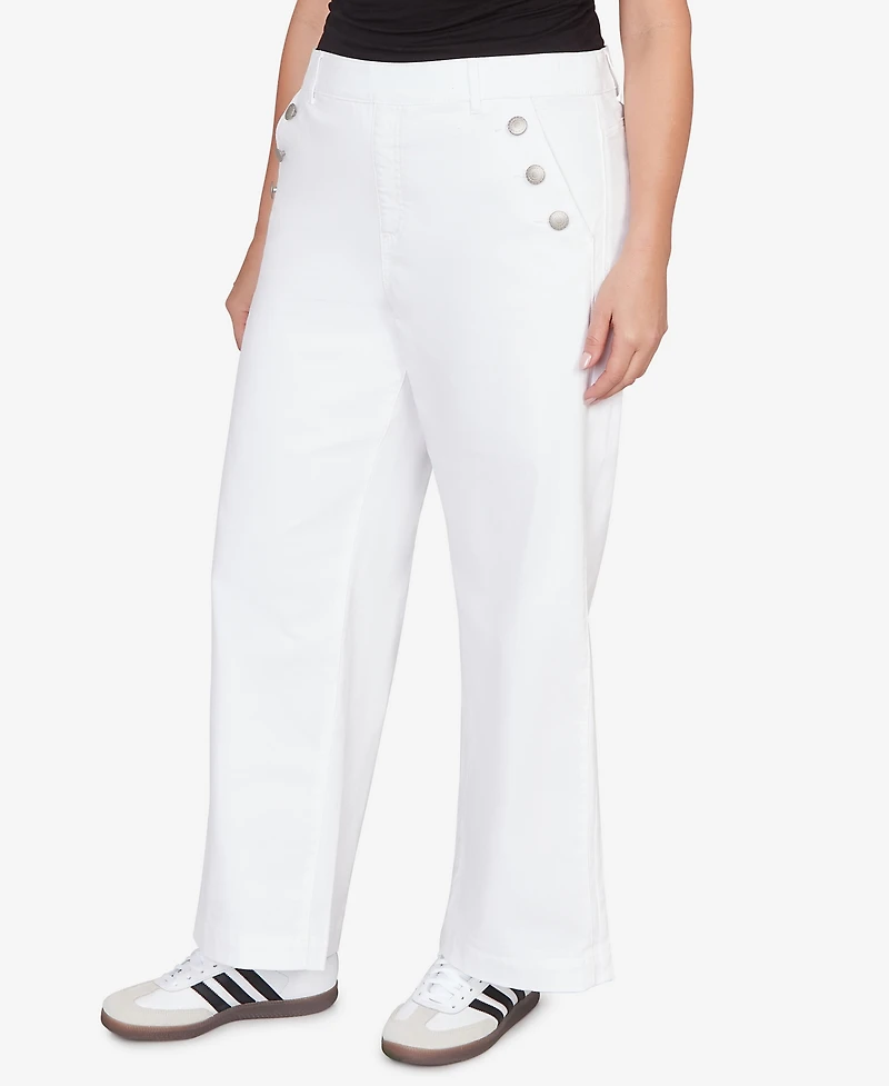 Ruby Rd. Plus Wide Leg Pull On White Sailor Jean