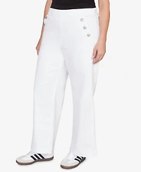 Ruby Rd. Plus Wide Leg Pull On White Sailor Jean