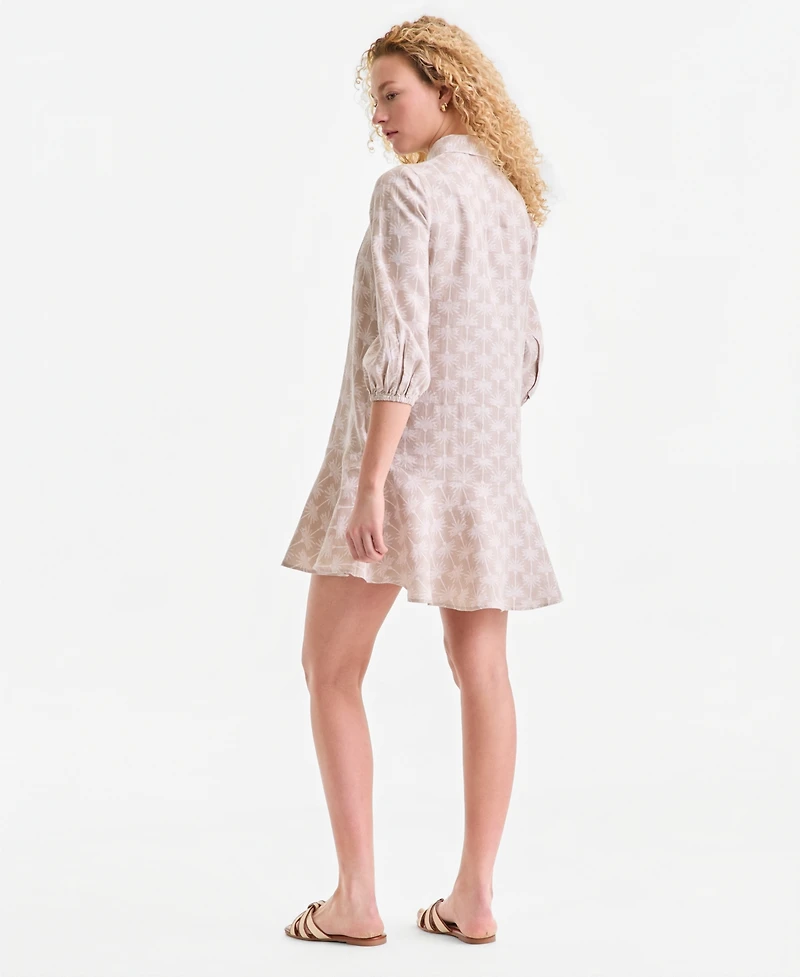 Charter Club Women's 100% Linen Flounce Shirtdress, Created for Macy's