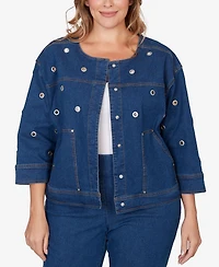 Ruby Rd. Plus Grommet Detail Stretch Denim Jacket