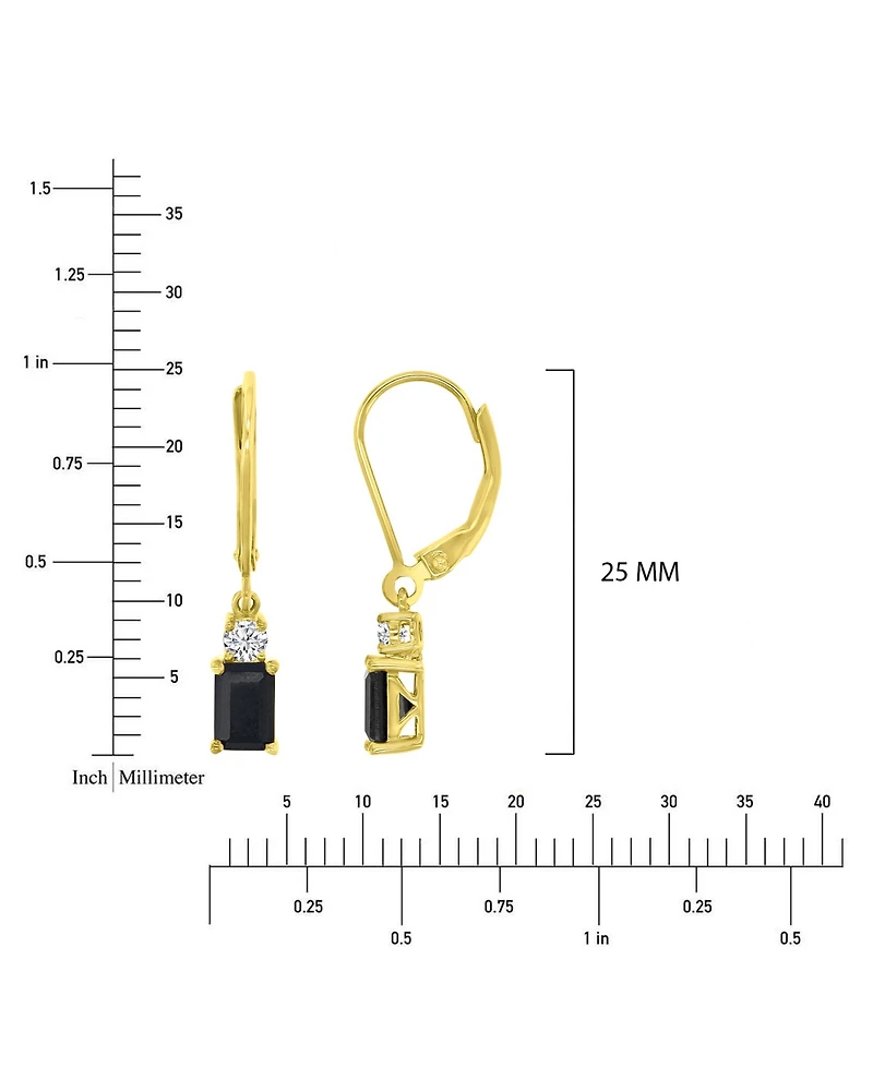 Macy's Onyx (1.22 ct. t.w.) and White Topaz (0.26 ct. t.w.) Dangling Earrings in 14k Yellow Gold
