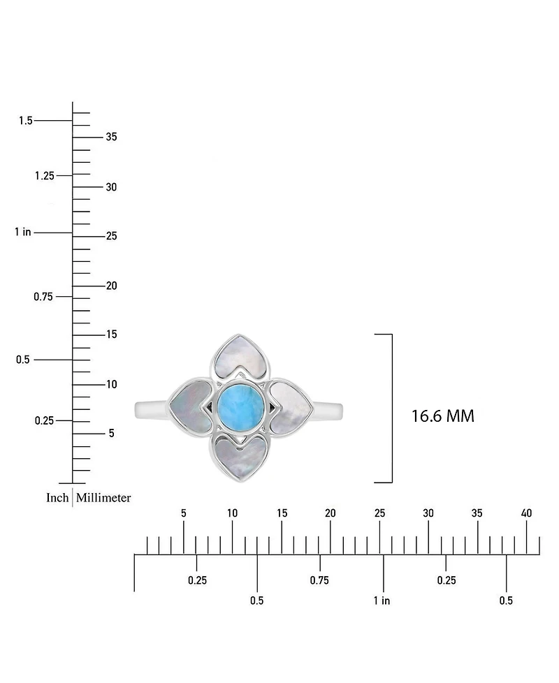 Macy's Larimar (0.5 ct. t.w.) & Imitation Pearl Flower Ring