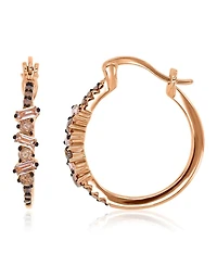 Macy's Morganite (0.3 ct. t.w.) & Coffee Cubic Zirconia (0.504 ct. t.w.) Hoop Earrings in 14k Rose Gold Over Sterling Silver