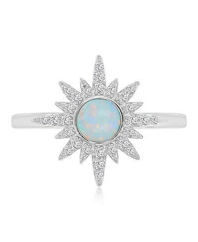Macy's Opal and Cubic Zirconia (0.288 ct. t.w.) Starburst Ring