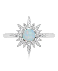 Macy's Opal and Cubic Zirconia (0.288 ct. t.w.) Starburst Ring