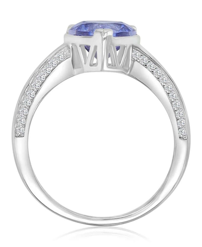 Macy's Heart-Shaped Tanzanite (3.45 ct. t.w.) & Cubic Zirconia (3.467 Ring Rhodium Over Sterling Silver