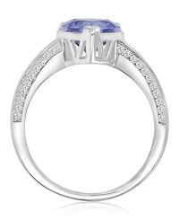 Macy's Heart-Shaped Tanzanite (3.45 ct. t.w.) & Cubic Zirconia (3.467 Ring Rhodium Over Sterling Silver