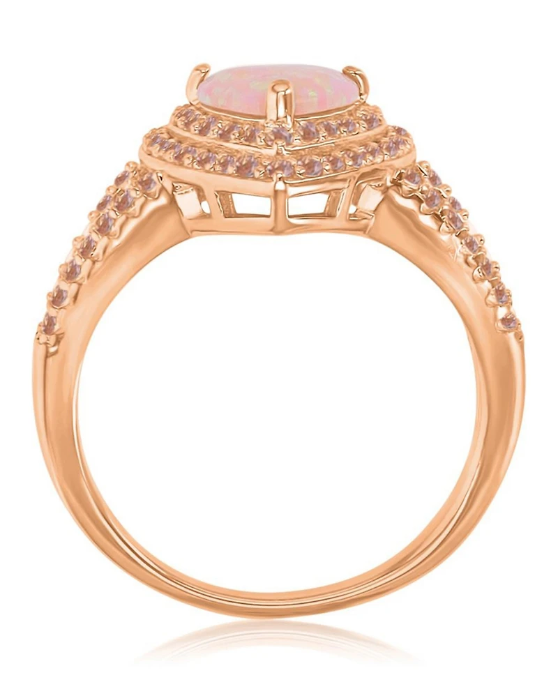 Macy's Pink Cubic Zirconia (0.86 ct. t.w.) and Opal Heart Ring