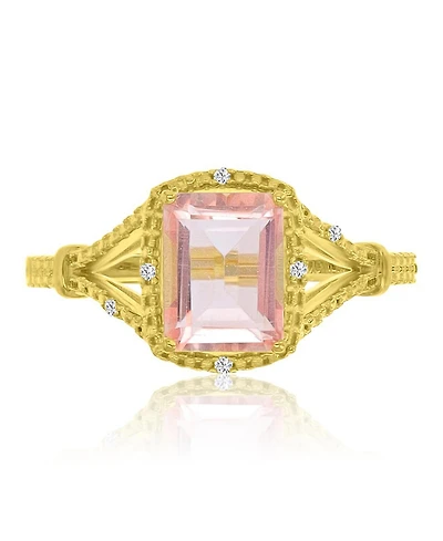 Macy's Diamond (0.017 ct. t.w.) & Morganite (1.55 Quartz Ring 10k Yellow Gold