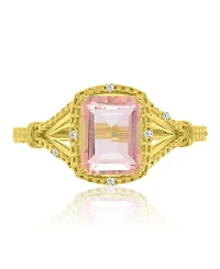 Macy's Diamond (0.017 ct. t.w.) & Morganite (1.55 Quartz Ring 10k Yellow Gold