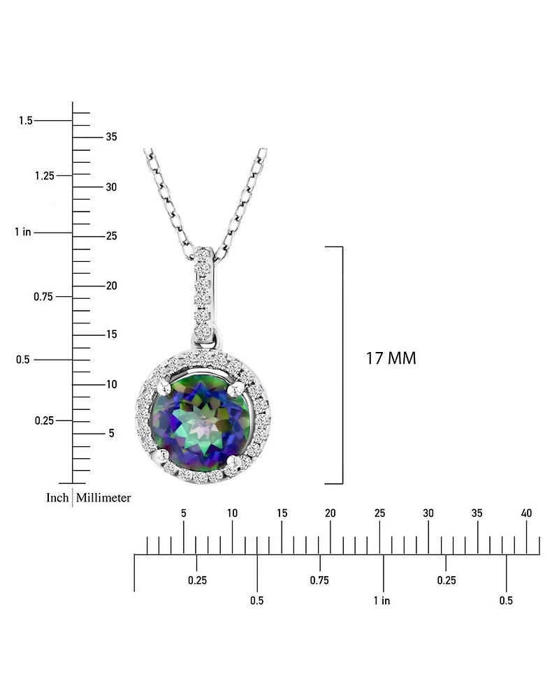 Macy's Diamond (0.15 ct. t.w.) and Mystic Green Halo Necklace