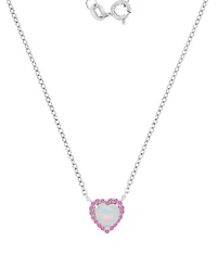 Macy's Pink Sapphire (0.12 ct. t.w.) & Opal (6mm) Necklace in Rhodium Over Sterling Silver