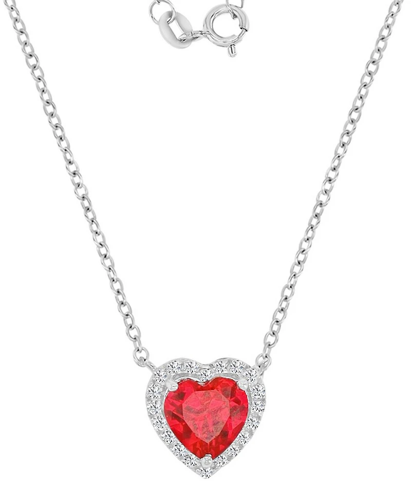 Macy's White Sapphire (0.12 ct. t.w.) Necklace in Rhodium Over Sterling Silver