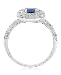 Macy's Sapphire (0.65 ct. t.w.) & Diamond (0.55 ct. t.w.) Puffy Circle Ring in 14k White Gold