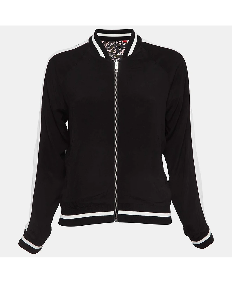 Pre-Owned Zadig & Voltaire Women's Pink/black Printed Crepe Reversible Billy Leo Jacket