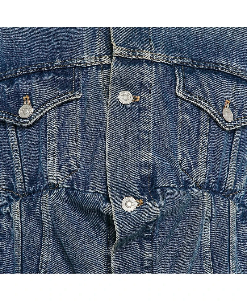 Pre-Owned Balenciaga Women's Blue Denim Dart Detail Button Front Jacket