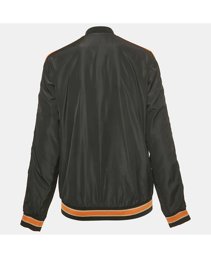 Pre-Owned Versace Women's Jeans Black Side Stripe Synthetic Zip-Up Jacket