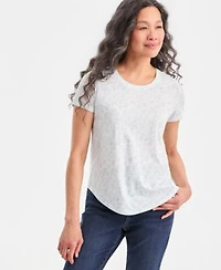 Style Co Womens Printed Short Sleeve Crewneck T Shirt Macys Exclusive