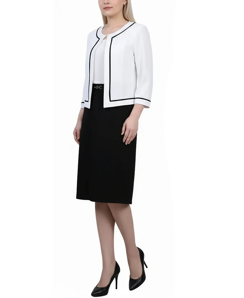 Ny Collection Petite 3/4 Sleeve 2 Piece Dress Set