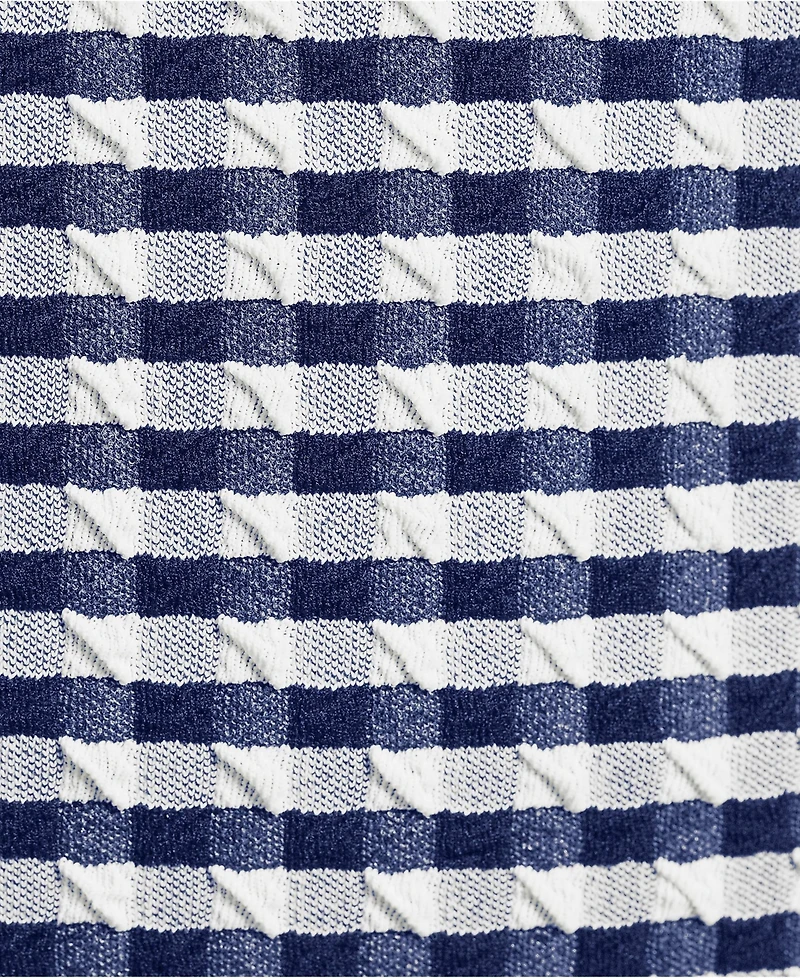 Lands' End Plus Tummy Control Gingham Tugless High Waisted Bikini Bottoms