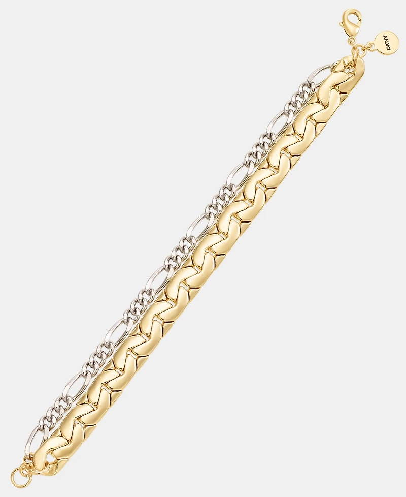 Dkny Two-Tone Multi Chain Open Drama Flex Bracelet