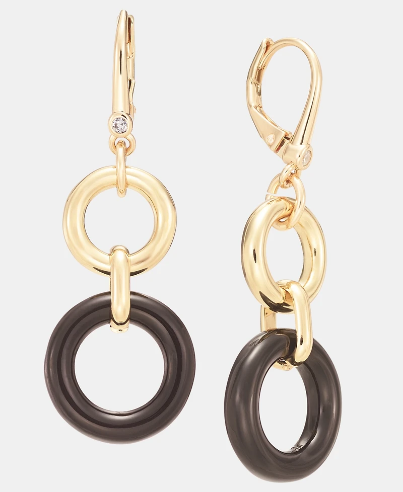 Dkny Jet Ring Open Double Drop Earrings