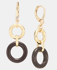 Dkny Jet Ring Open Double Drop Earrings