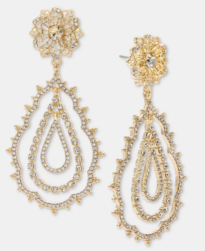 Marchesa Crystal Flower Orbital Statement Earrings
