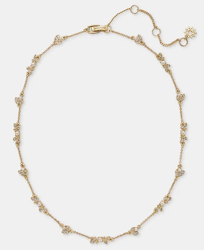 Marchesa Crystal & Imitation Pearl Station Necklace, 16" + 3" extender