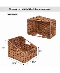 Yigii Handmade Trapezoid Wicker Baskets with Handles - 2-Pack