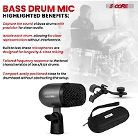 5 Core 5Core Tom Snare Mic Cardioid Dynamic Microphone for Drum Kit Percussion Instrument