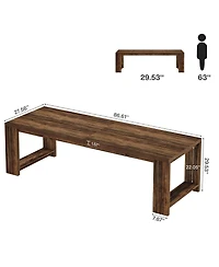 Tribesigns 86.61-Inch Dining Table for 6-8 People, Modern Narrow Long Kitchen Table with Pedestal Base, Farmhouse Extra Long Dining Room Furniture