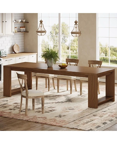 Tribesigns 86.61-Inch Dining Table for 6-8 People, Modern Narrow Long Kitchen Table with Pedestal Base, Farmhouse Extra Long Dining Room Furniture