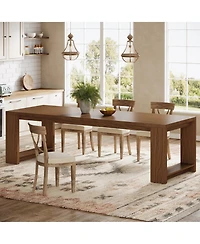 Tribesigns 86.61-Inch Dining Table for 6-8 People, Modern Narrow Long Kitchen Table with Pedestal Base, Farmhouse Extra Long Dining Room Furniture