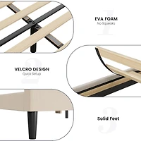 gaomon Queen Bed Frame with Headboard, Upholstered Platform Bed with Wood Slat Support, Sturdy Support Feet, Noise Free, No Box Spring Required