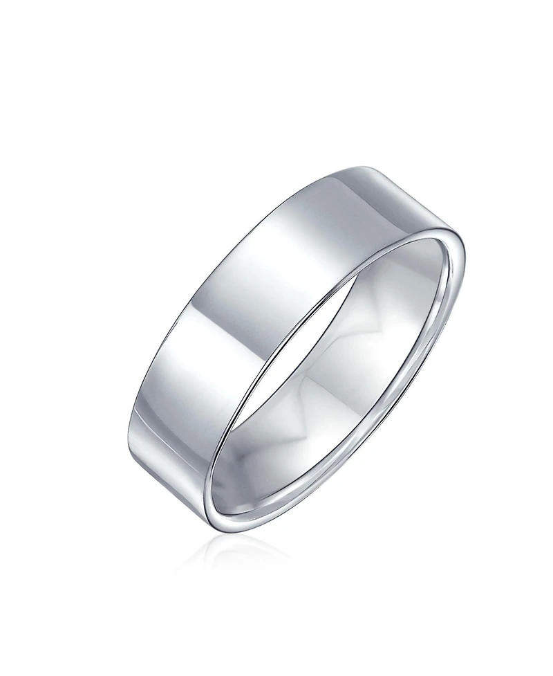Bling Jewelry Classic Plain Simple .925 Sterling Silver Flat Couples Band Ring 6MM