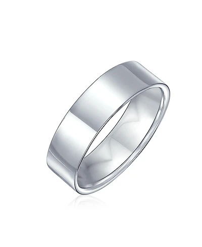 Bling Jewelry Classic Plain Simple .925 Sterling Silver Flat Couples Band Ring 6MM