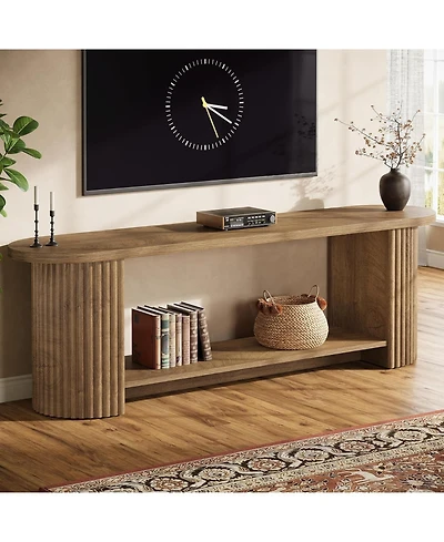 Tribesigns 63” Fluted Tv Stand for 50/55/65/75-Inch Tv, Farmhouse Entertainment Center with Storage Shelf, Media Console Entertainment Stand
