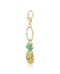 Juicy Couture Crystal Pineapple Keychain, Gold Tone with Green Enamel Leaves