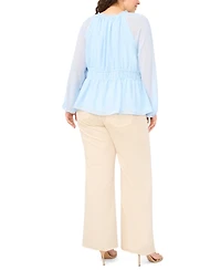 Vince Camuto Plus V-Neck Long-Sleeve Top