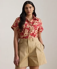 Lauren Ralph Lauren Womens Floral Print Collared Shirt
