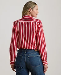 Lauren Ralph Plus Classic Fit Striped Point Collar Shirt