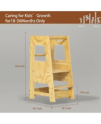 Flynama Toddler Standing Tower Kitchen Step Stool for Kid's Adjustable Height Learning Stool, Toddler Kitchen Stool Helper Removable Anti-Drop