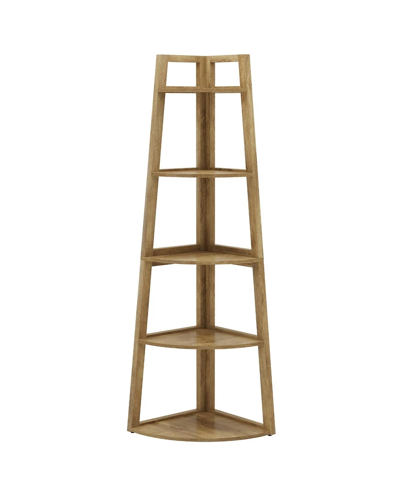 Tribesigns 70 inch Tall Corner Shelf, 5 Tier Modern Corner Bookshelf Bookcase Industrial Corner Ladder Shelf Plant Stand
